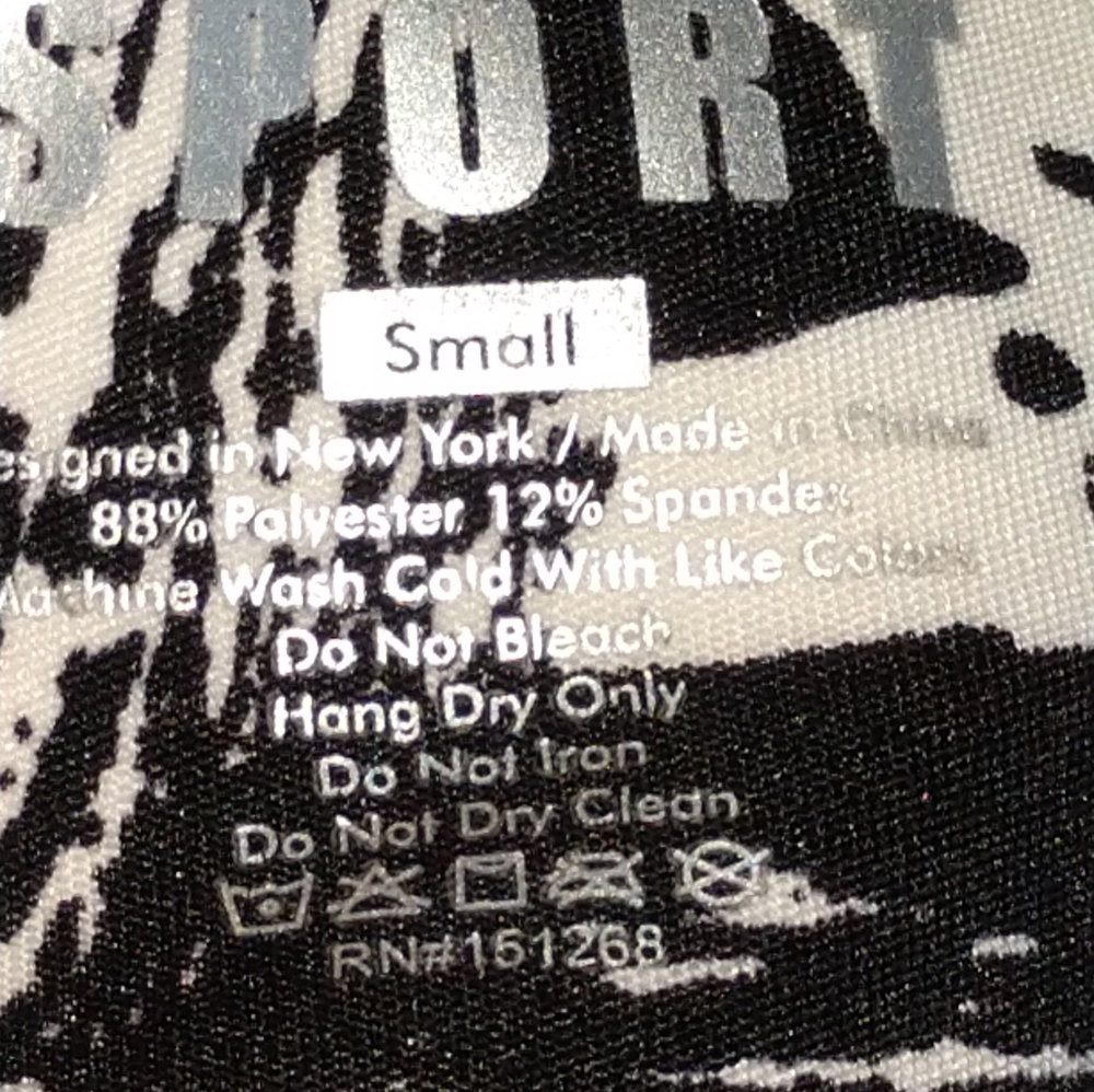 Nicole Miller Sport Leggings Black White Graffiti Print Mesh Calves Small - Picture 4 of 13